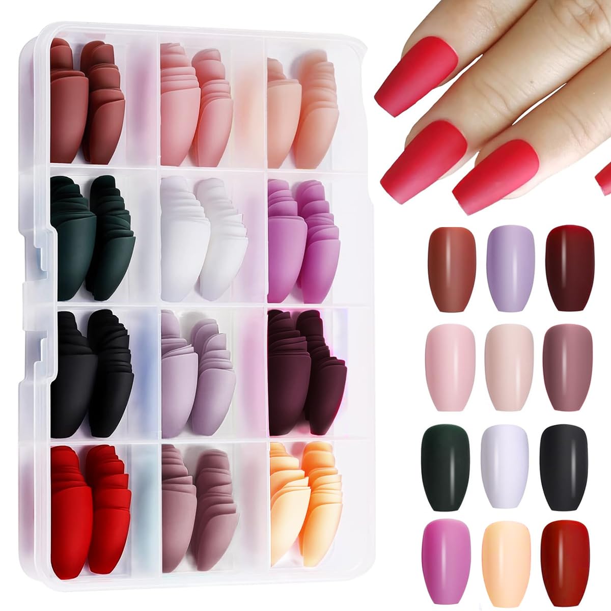 MAYCREATE 12 Colors Press on Nails Sets, Short Amond Press on Nails, Matte Acrylic Fake Nails Almond Glue On Nails Press On Fake Nails for Women Girls (Not include Glue) MAYCREATE 12 Colors Press on Nails Sets, Short Amond Press on Nails, Matte Acrylic Fake Nails Almond Glue On Nails Press On Fake Nails for Women Girls (Not include Glue)